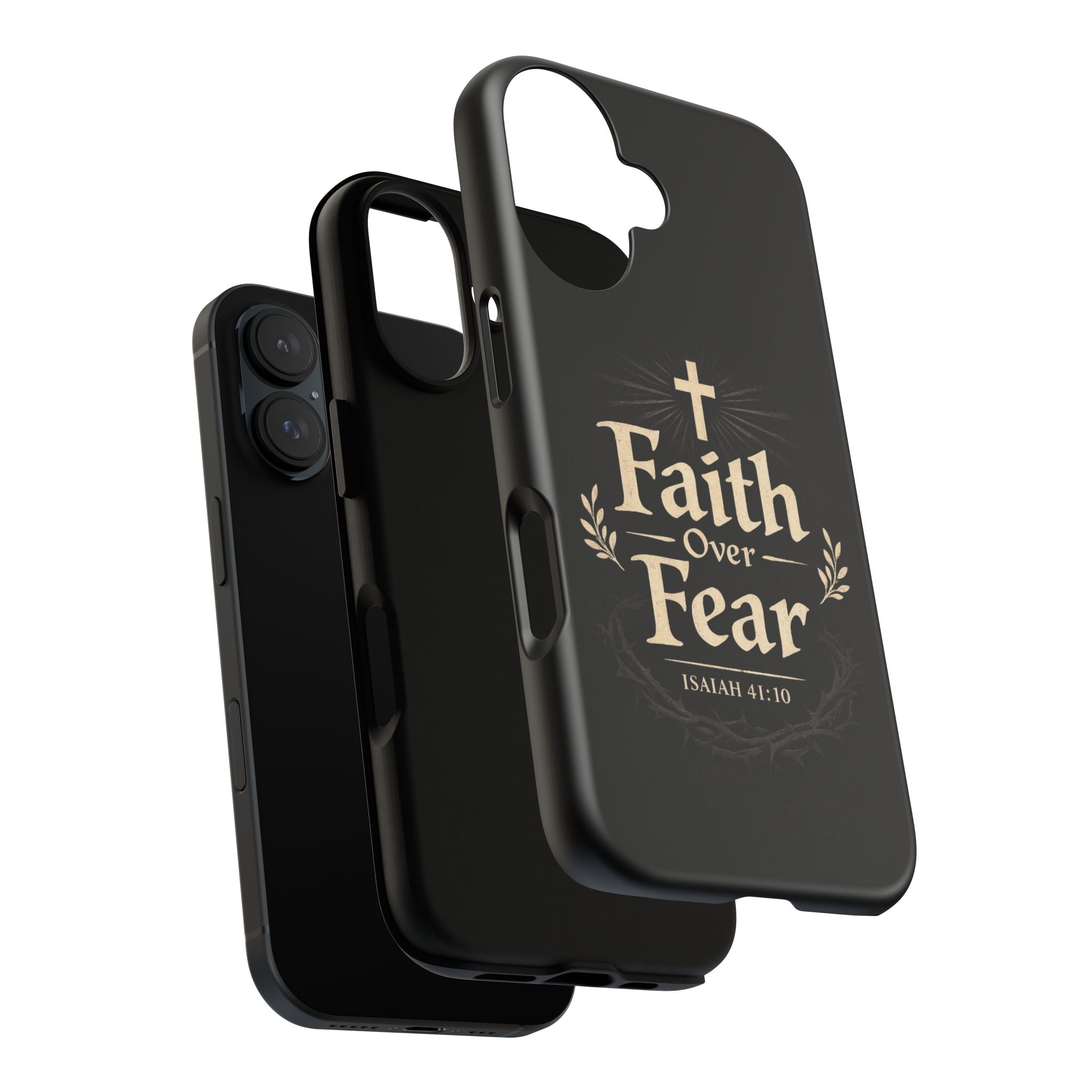 Faith Over Fear Phone Case — Inspirational Christian iPhone Cover (Isaiah 41:10)
