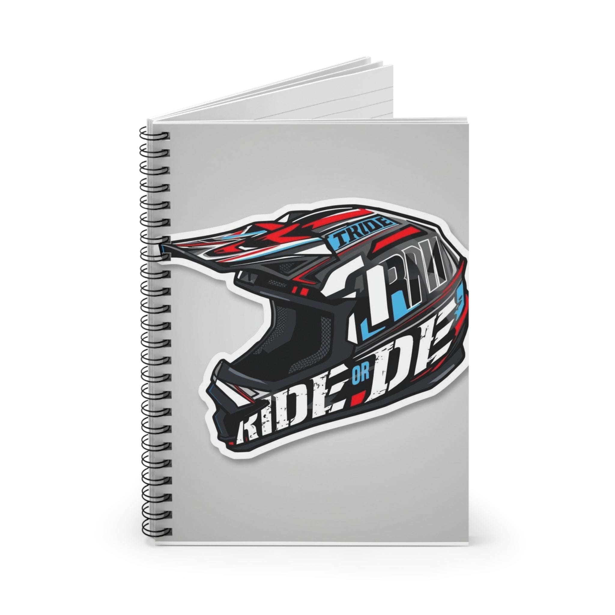 Motorcross Helmet "Ride or Die" Spiral Notebook — Ruled Journal for Riders & Fans