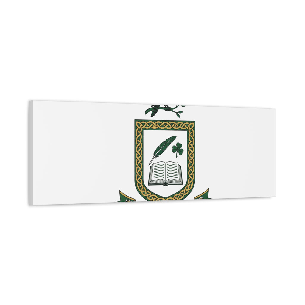 Celtic Academia Crest Canvas | Irish Heritage, Dark Emerald Gaelic Library