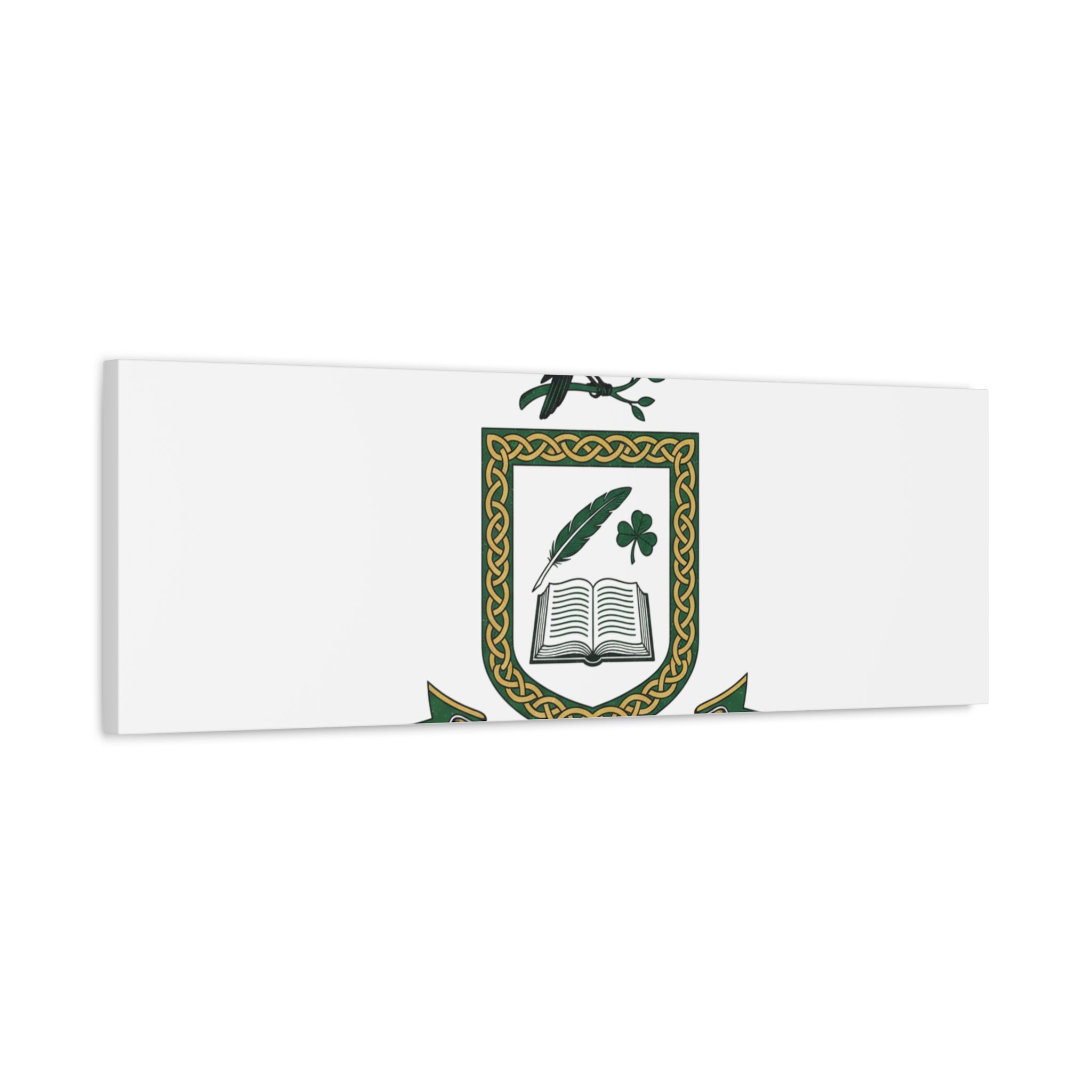 Celtic Academia Crest Canvas | Irish Heritage, Dark Emerald Gaelic Library