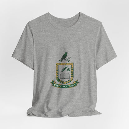 Celtic Academia Crest T-Shirt | Irish Heritage, Emerald Dark Academia