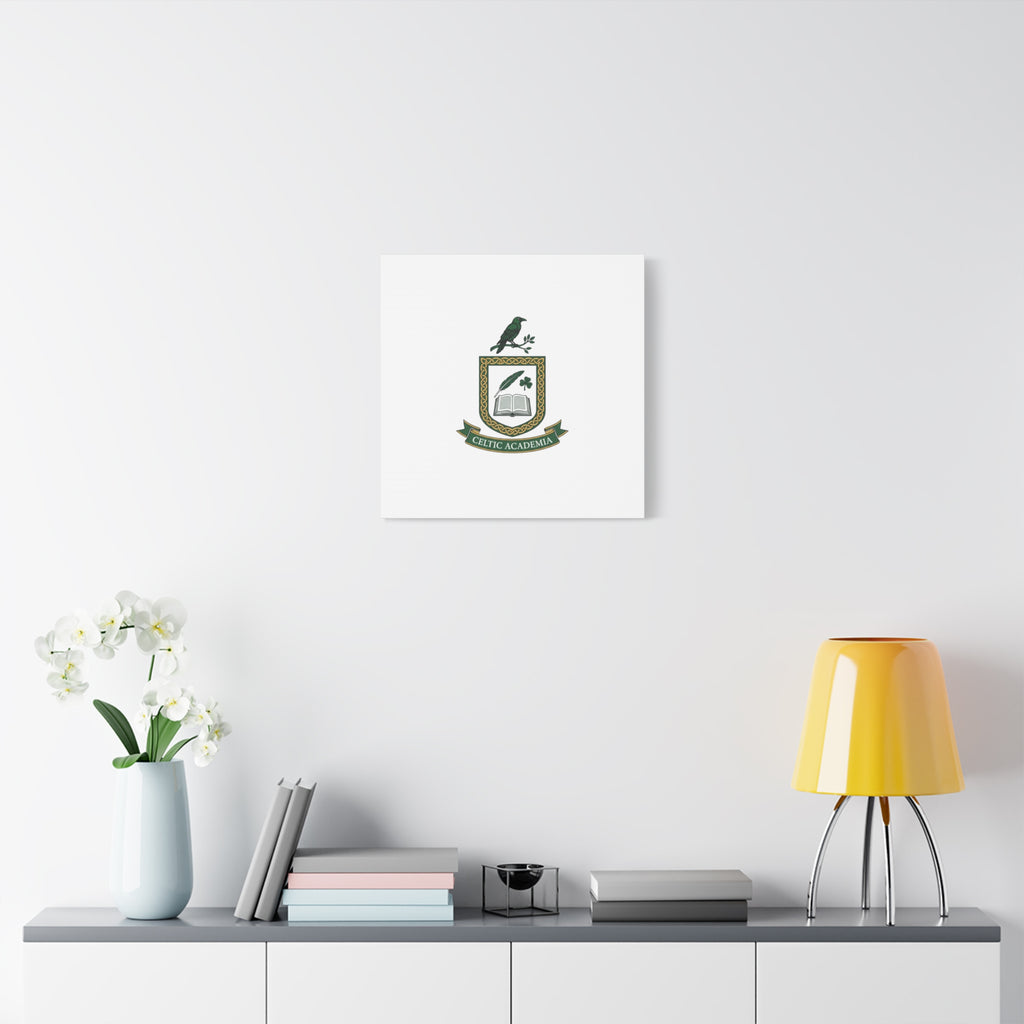 Celtic Academia Crest Canvas | Irish Heritage, Dark Emerald Gaelic Library