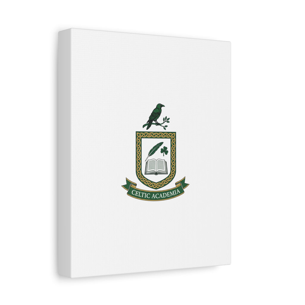 Celtic Academia Crest Canvas | Irish Heritage, Dark Emerald Gaelic Library