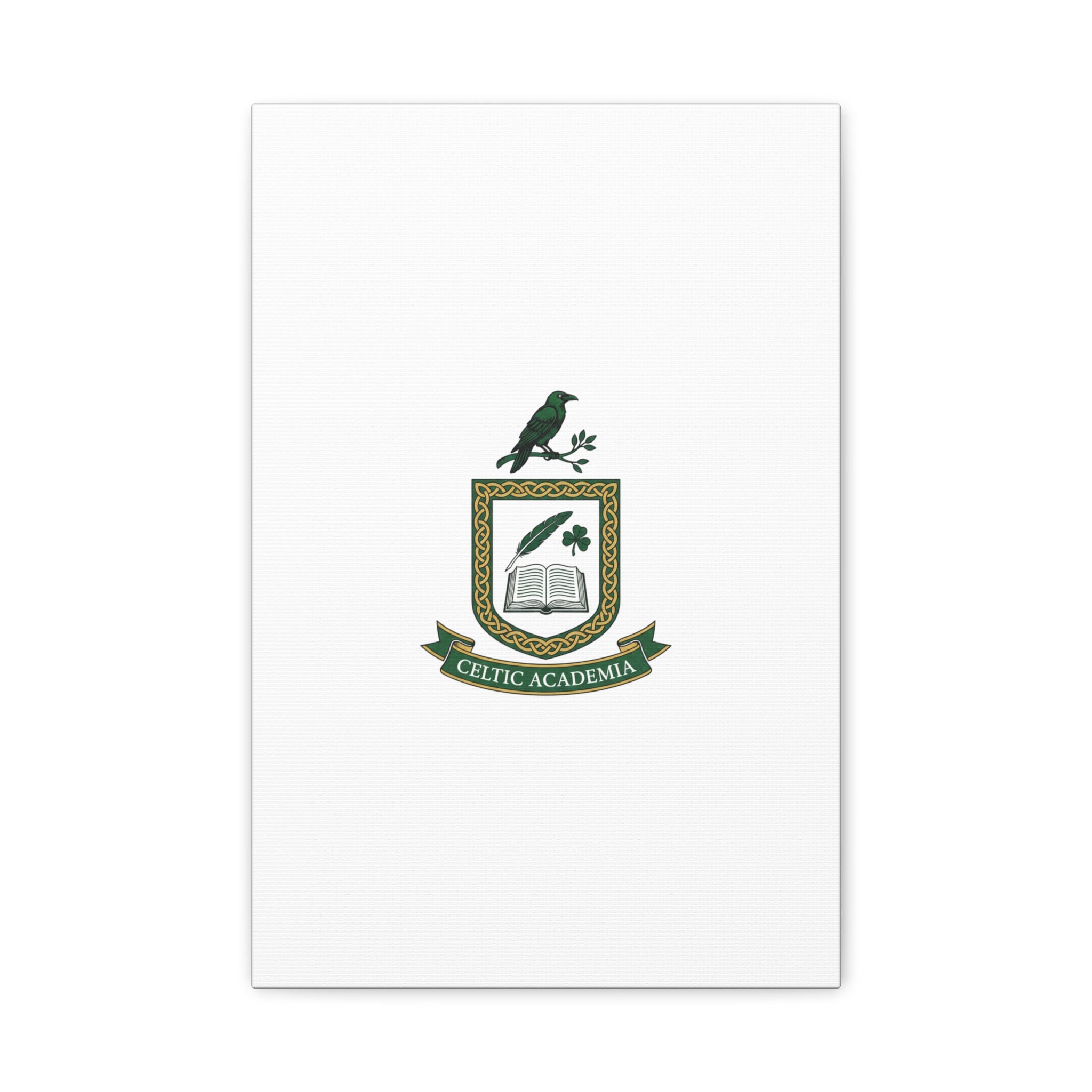 Celtic Academia Crest Canvas | Irish Heritage, Dark Emerald Gaelic Library