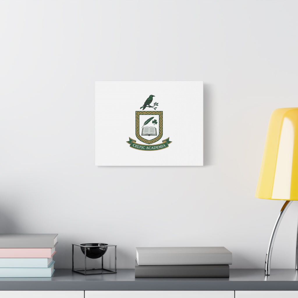 Celtic Academia Crest Canvas | Irish Heritage, Dark Emerald Gaelic Library