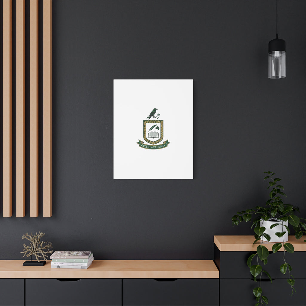 Celtic Academia Crest Canvas | Irish Heritage, Dark Emerald Gaelic Library