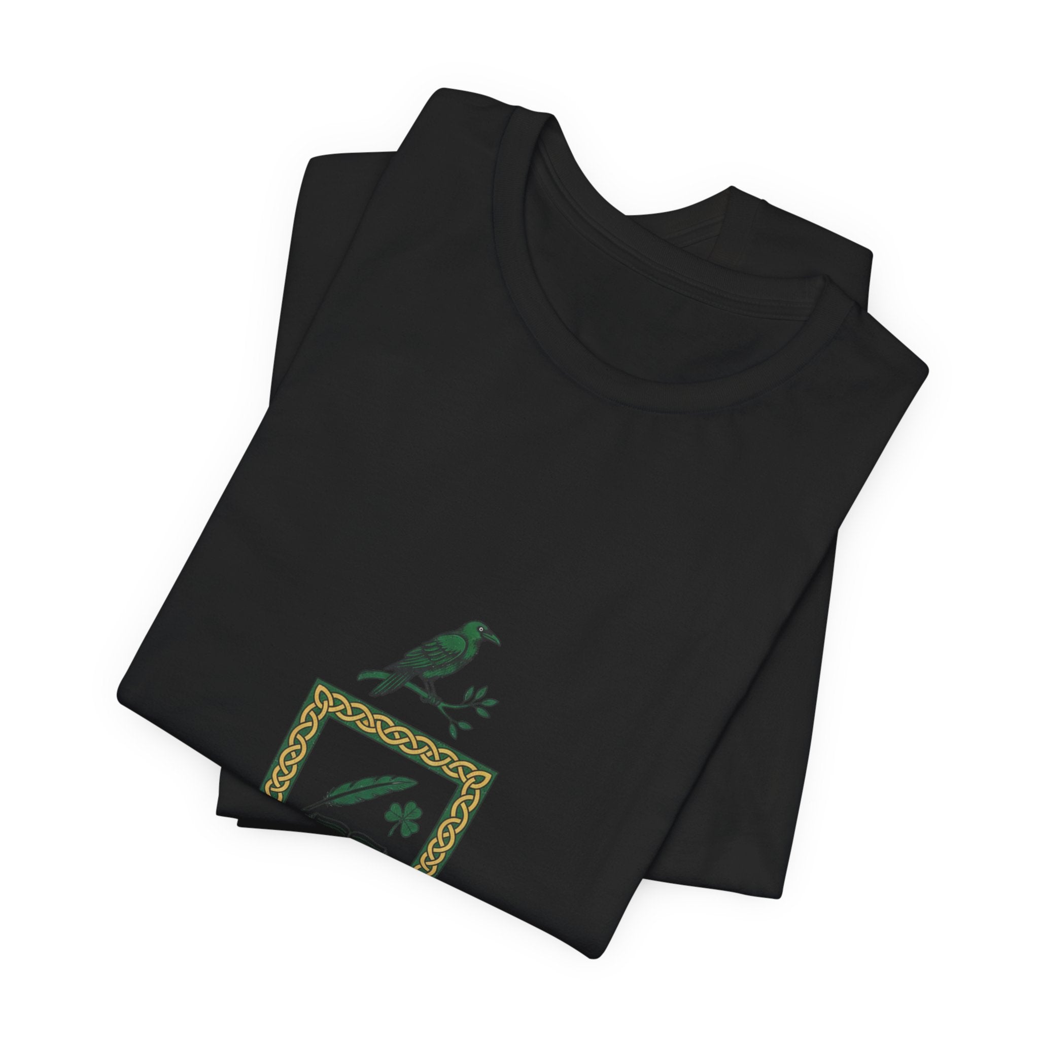 Celtic Academia Crest T-Shirt | Irish Heritage, Emerald Dark Academia