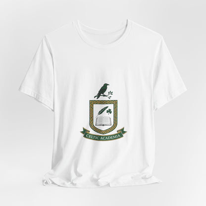 Celtic Academia Crest T-Shirt | Irish Heritage, Emerald Dark Academia
