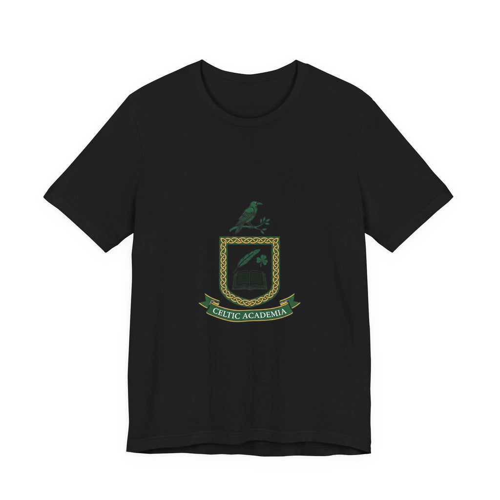 Celtic Academia Crest T-Shirt | Irish Heritage, Emerald Dark Academia
