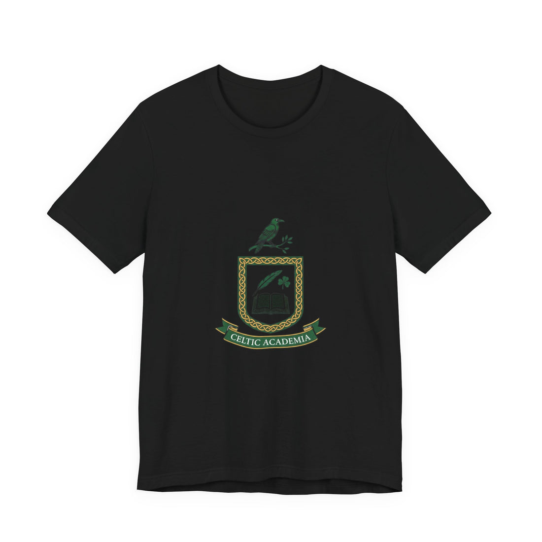 Celtic Academia Crest T-Shirt | Irish Heritage, Emerald Dark Academia