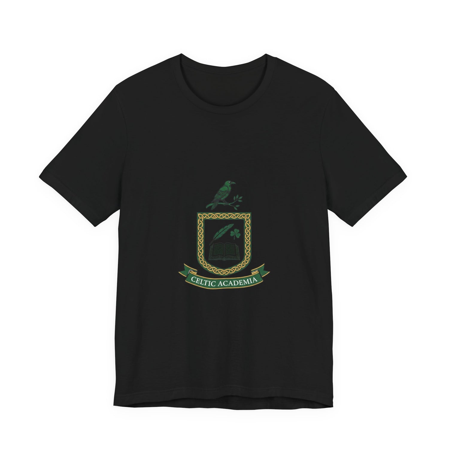 Celtic Academia Crest T-Shirt | Irish Heritage, Emerald Dark Academia