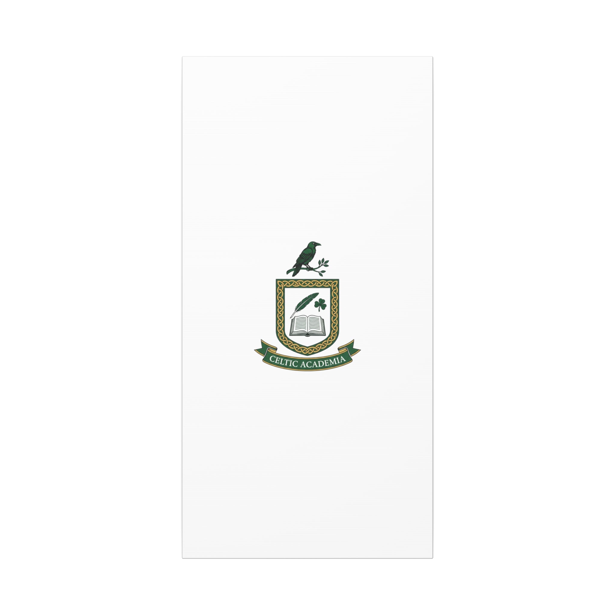 Celtic Academia Crest Canvas | Irish Heritage, Dark Emerald Gaelic Library