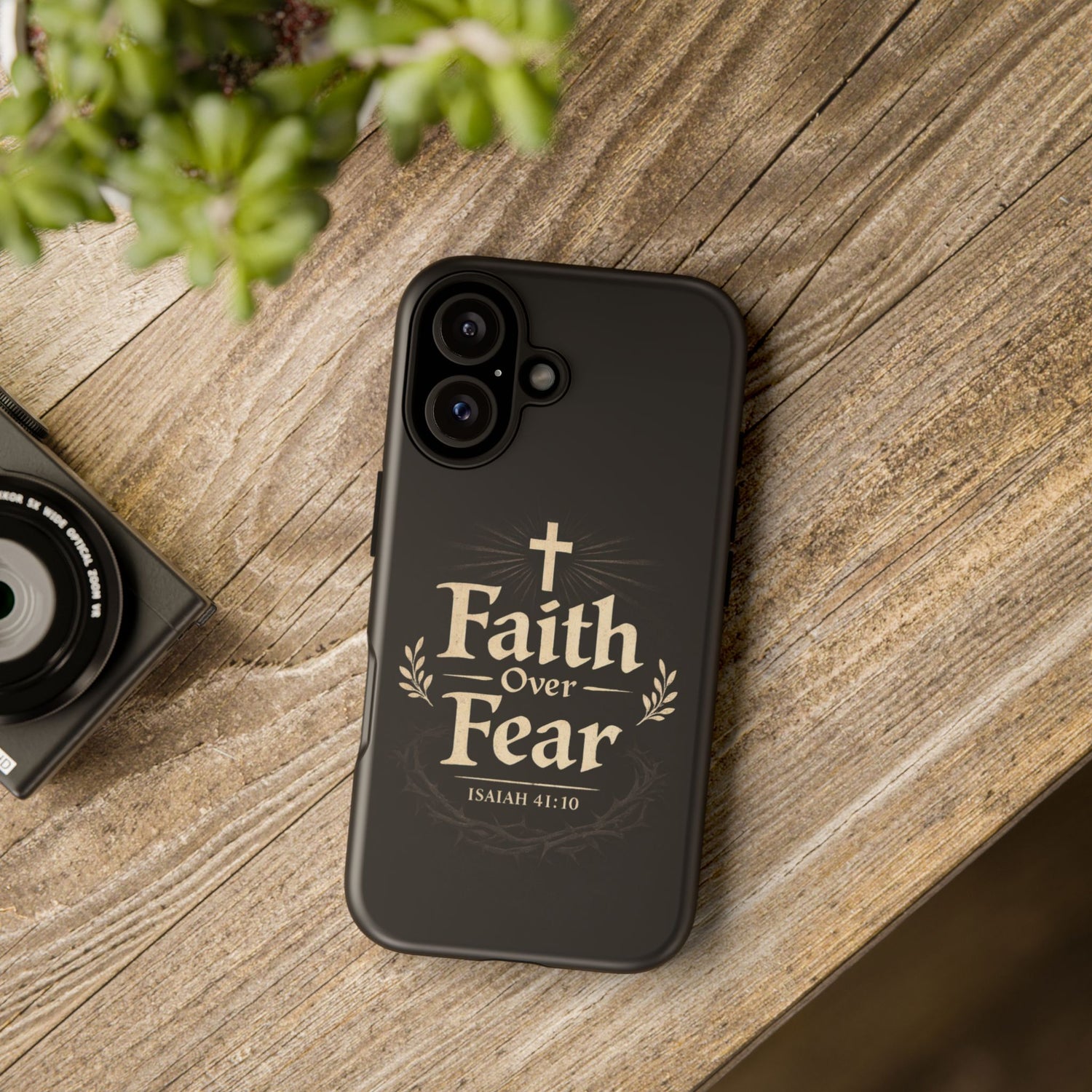 Faith Over Fear Phone Case — Inspirational Christian iPhone Cover (Isaiah 41:10)