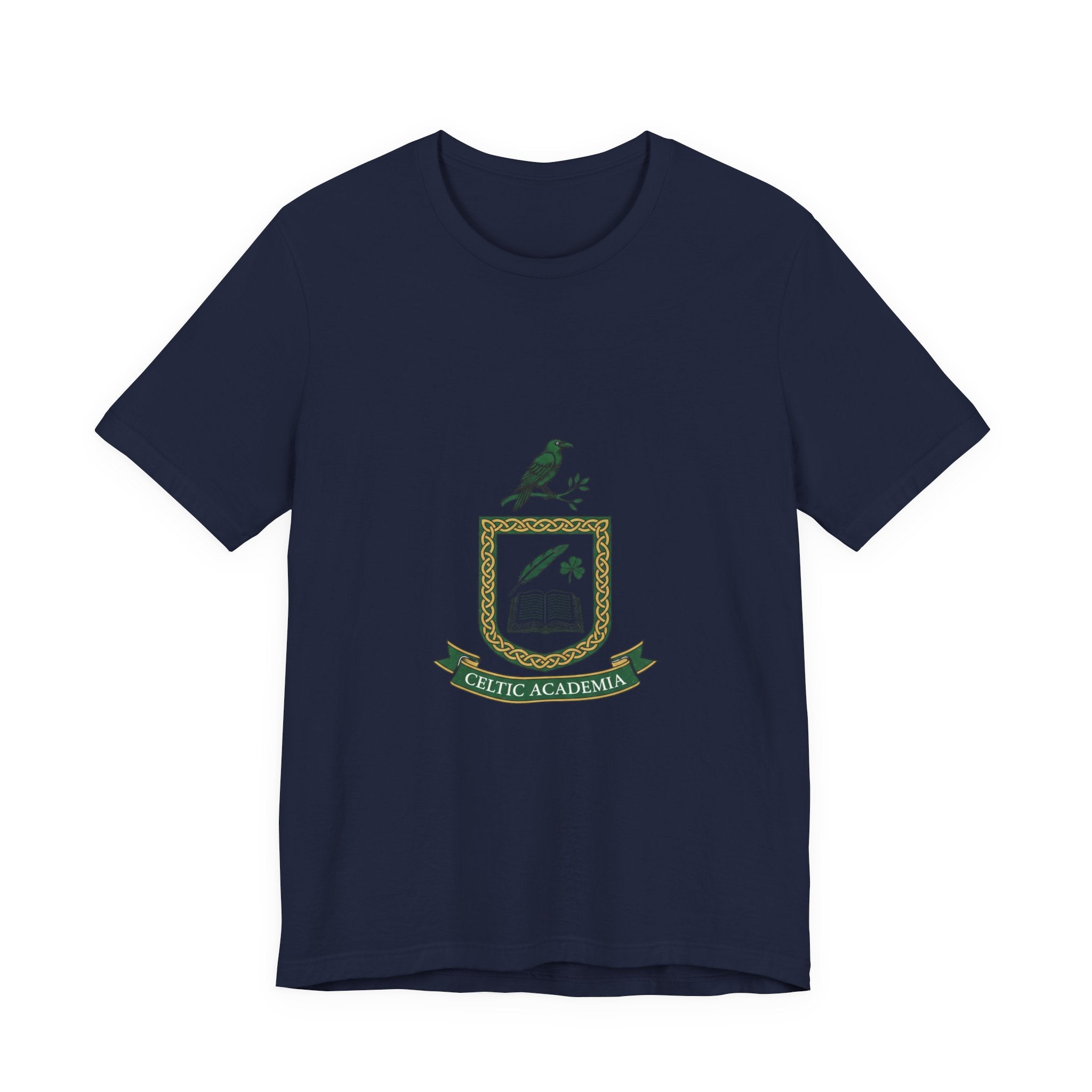 Celtic Academia Crest T-Shirt | Irish Heritage, Emerald Dark Academia
