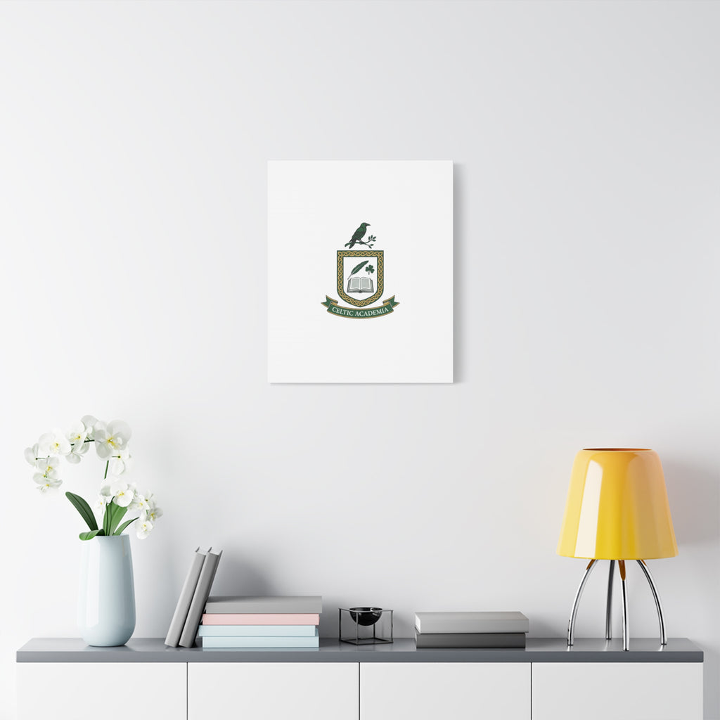 Celtic Academia Crest Canvas | Irish Heritage, Dark Emerald Gaelic Library