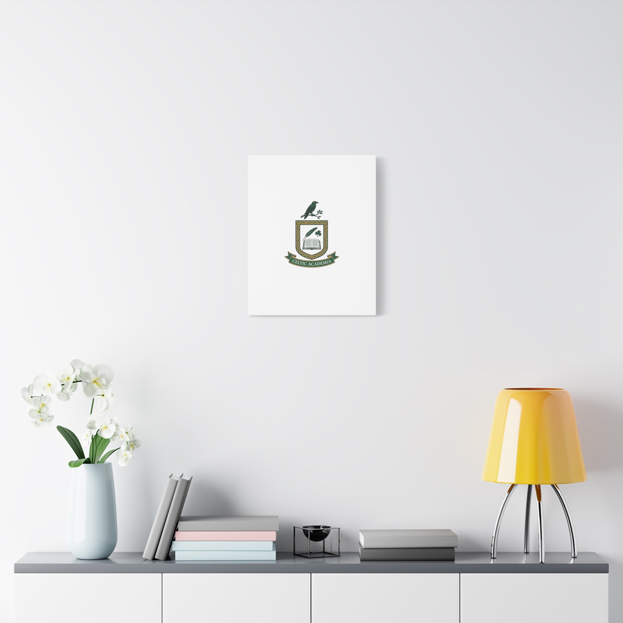 Celtic Academia Crest Canvas | Irish Heritage, Dark Emerald Gaelic Library