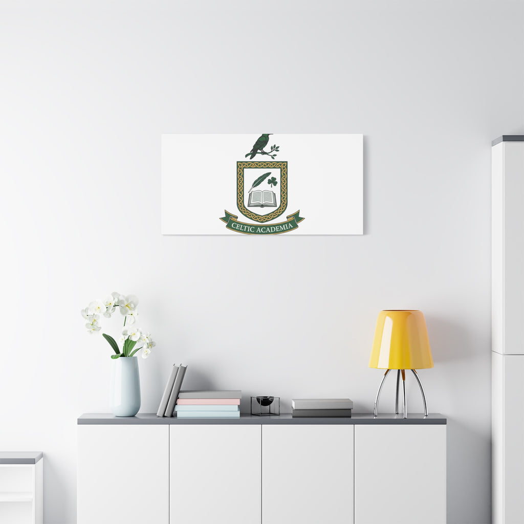 Celtic Academia Crest Canvas | Irish Heritage, Dark Emerald Gaelic Library