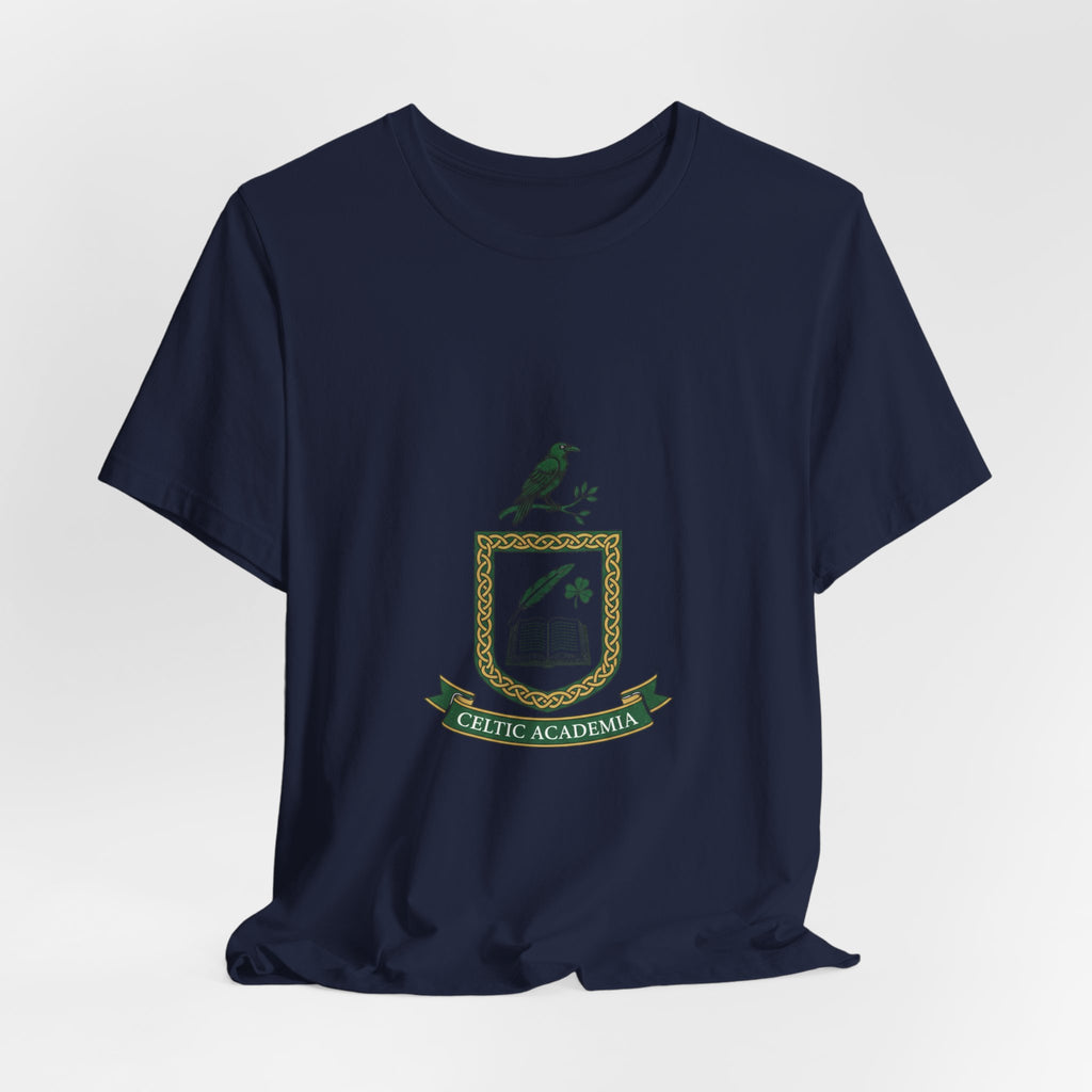 Celtic Academia Crest T-Shirt | Irish Heritage, Emerald Dark Academia
