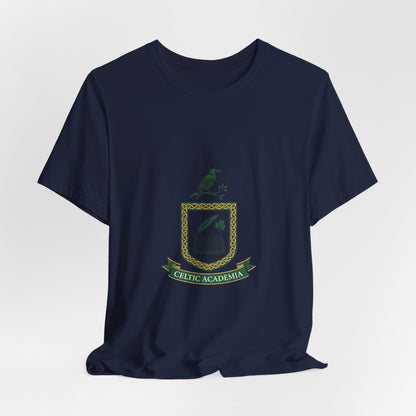Celtic Academia Crest T-Shirt | Irish Heritage, Emerald Dark Academia
