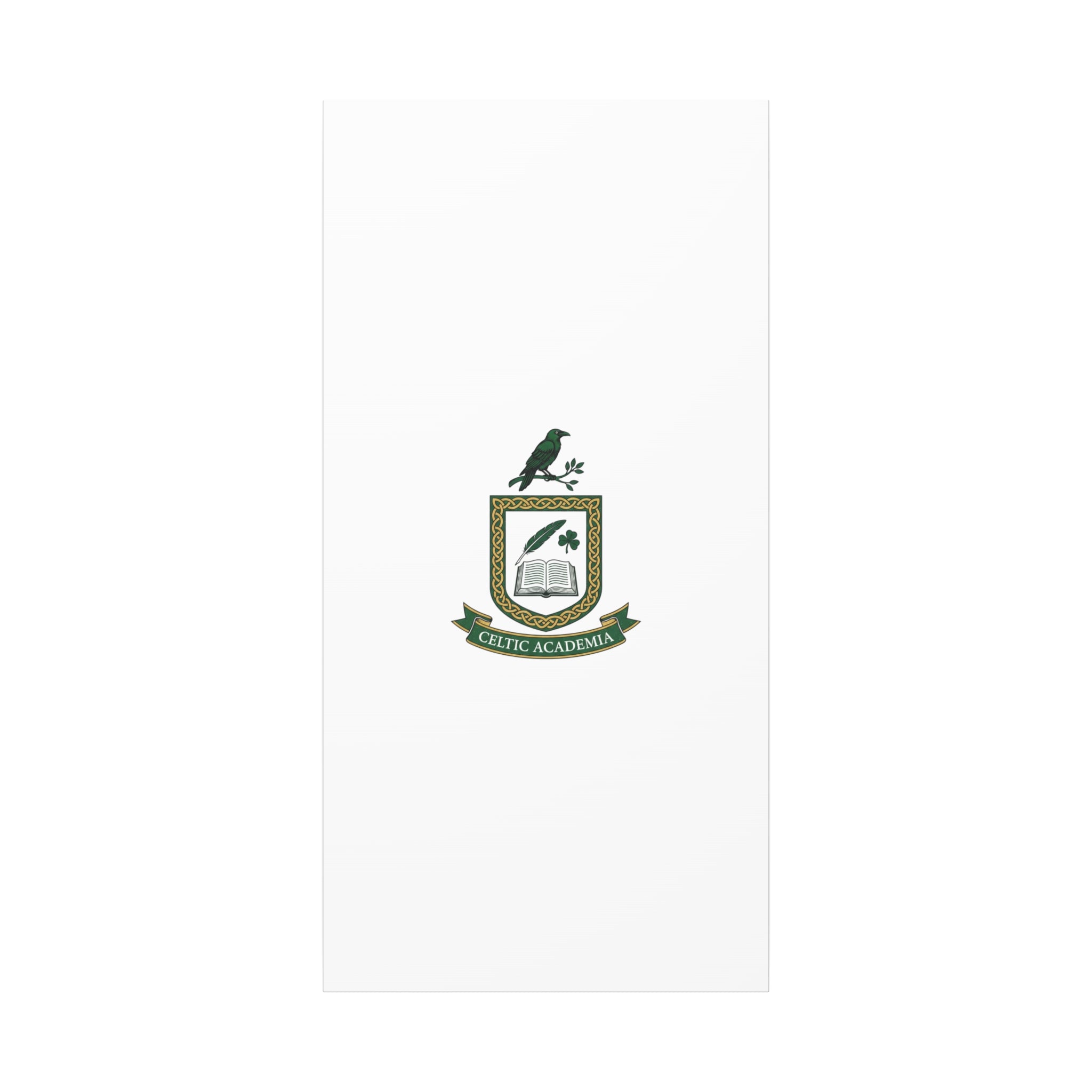 Celtic Academia Crest Canvas | Irish Heritage, Dark Emerald Gaelic Library