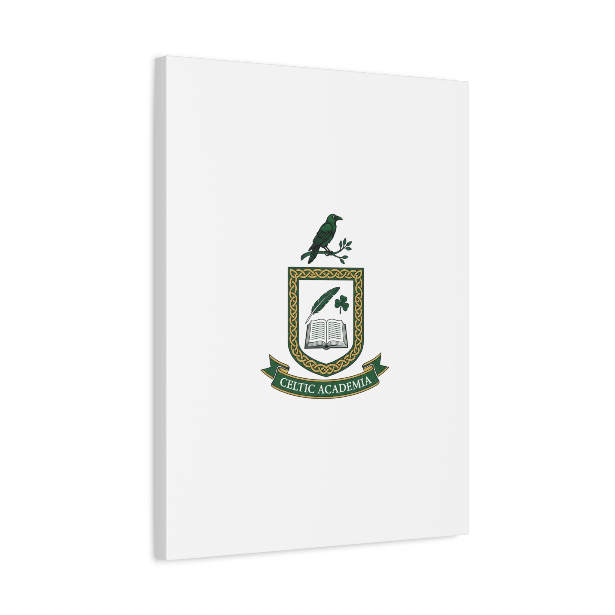Celtic Academia Crest Canvas | Irish Heritage, Dark Emerald Gaelic Library