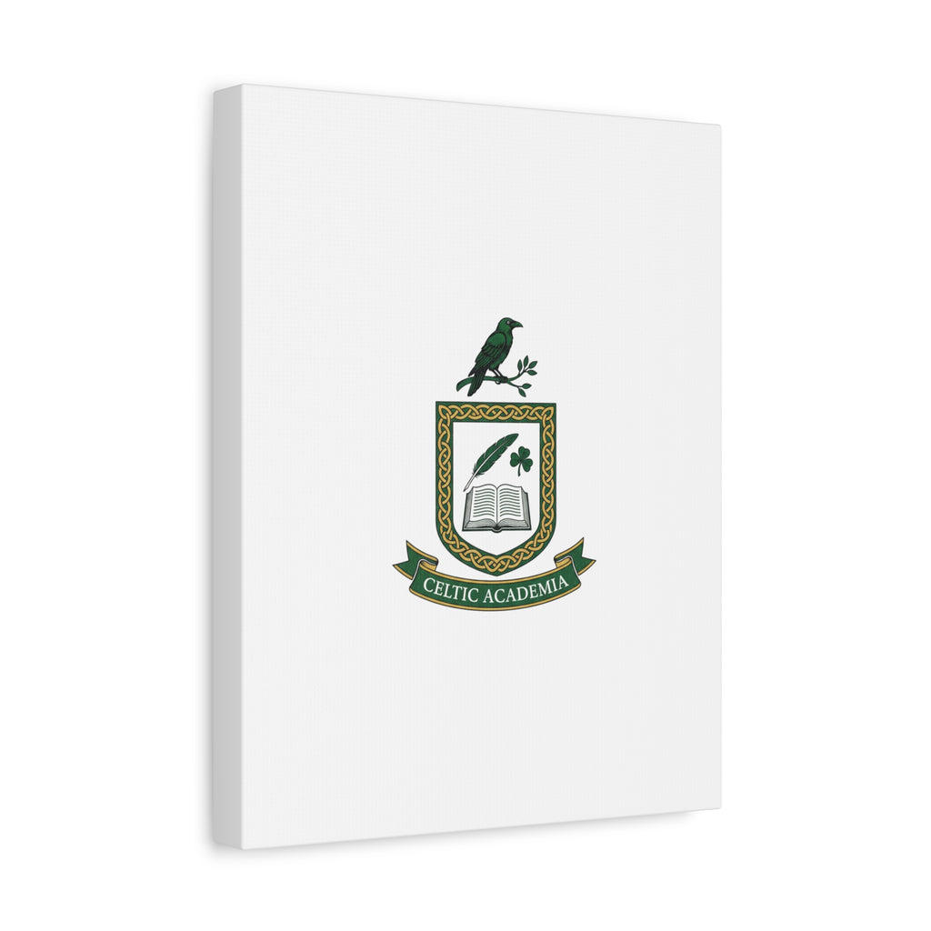 Celtic Academia Crest Canvas | Irish Heritage, Dark Emerald Gaelic Library