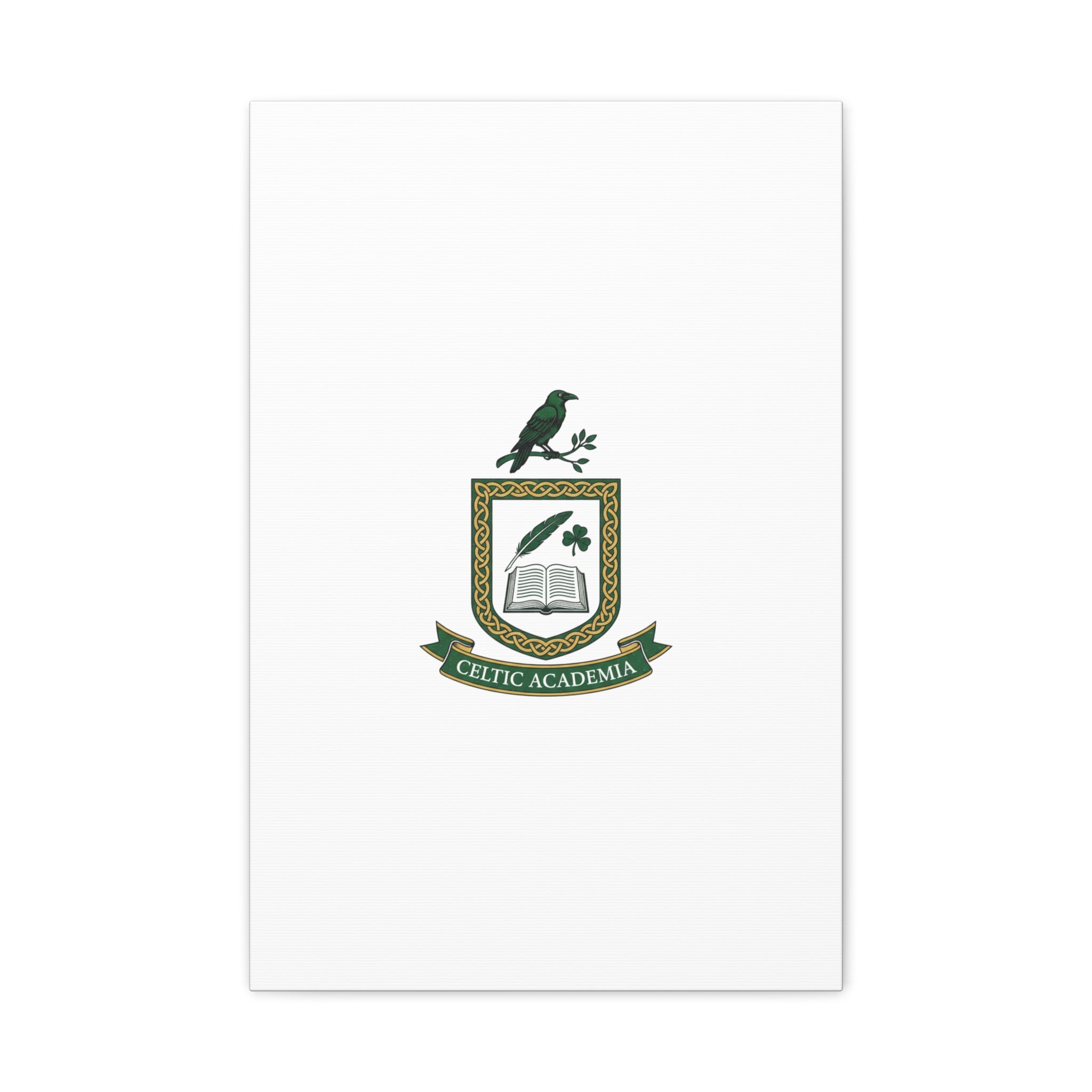 Celtic Academia Crest Canvas | Irish Heritage, Dark Emerald Gaelic Library