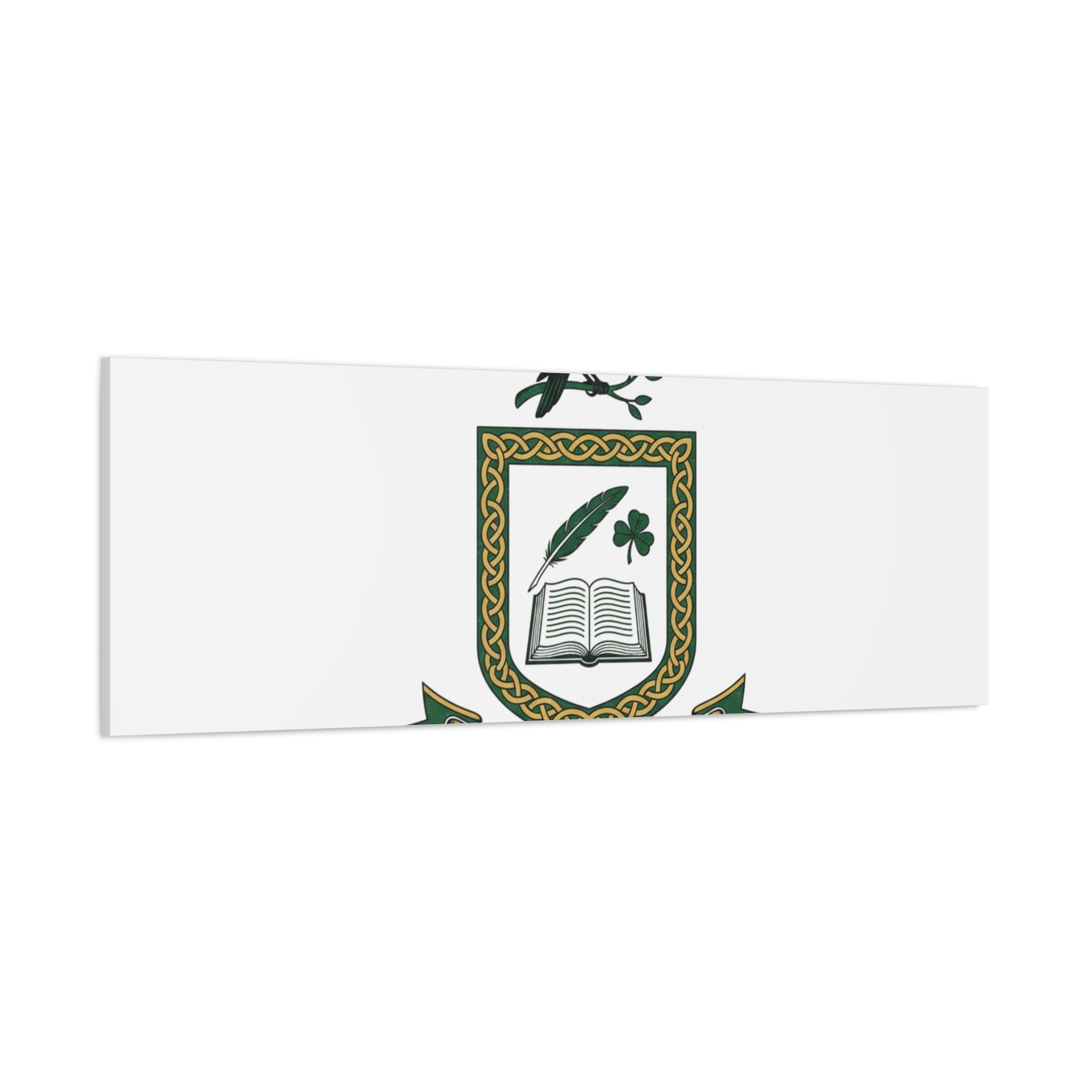 Celtic Academia Crest Canvas | Irish Heritage, Dark Emerald Gaelic Library