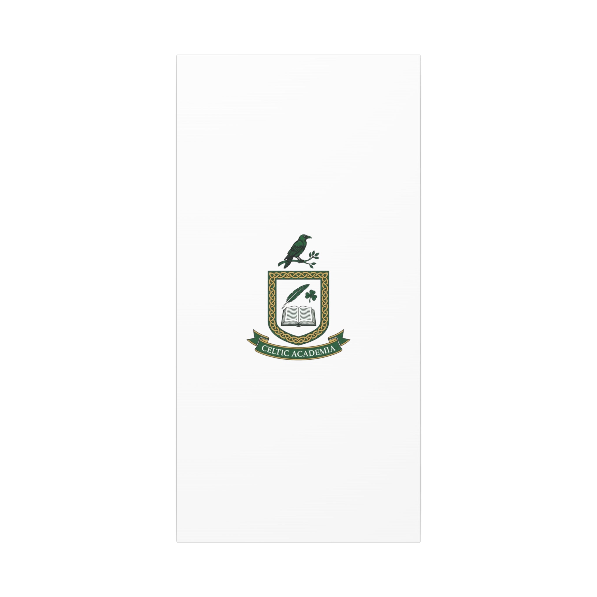 Celtic Academia Crest Canvas | Irish Heritage, Dark Emerald Gaelic Library