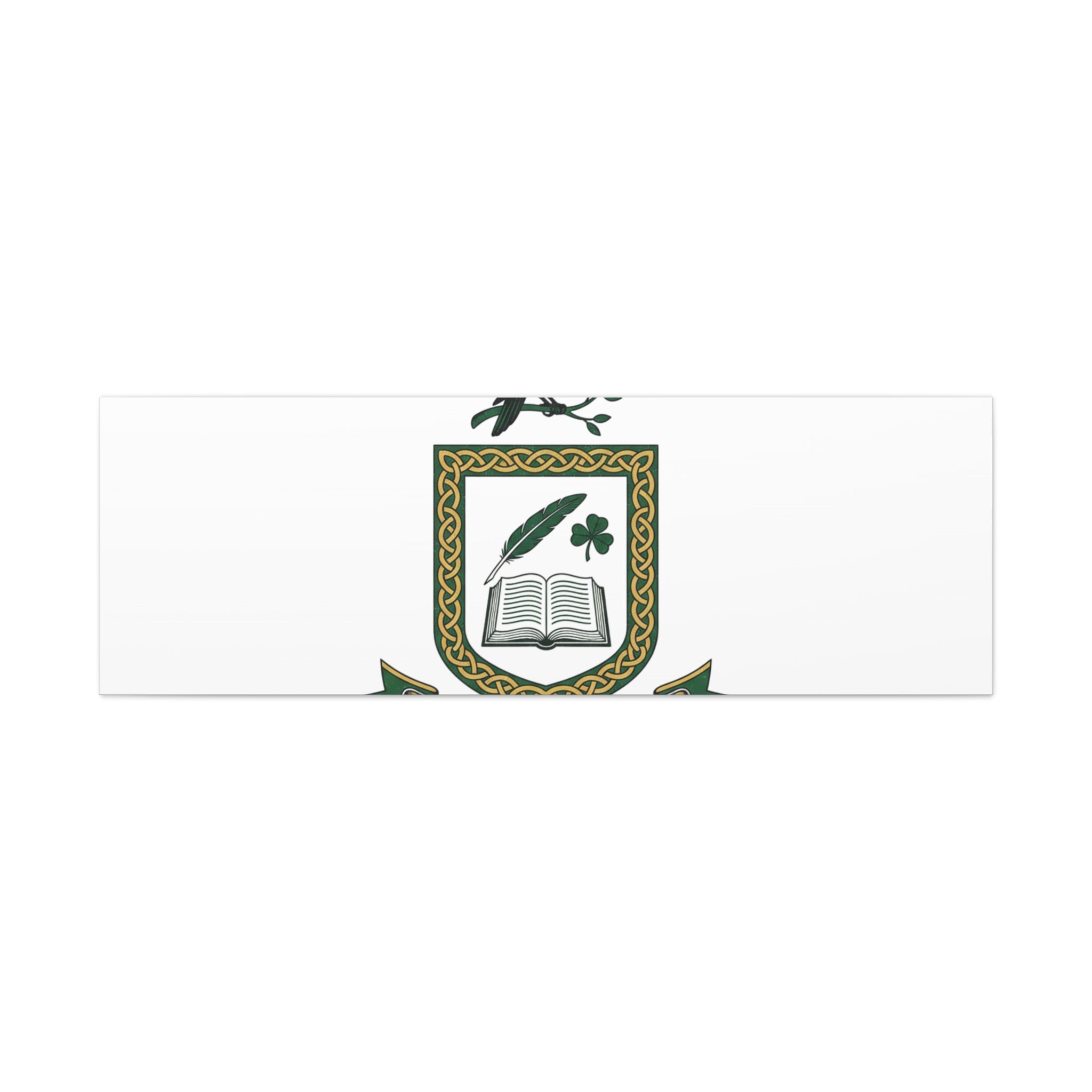 Celtic Academia Crest Canvas | Irish Heritage, Dark Emerald Gaelic Library