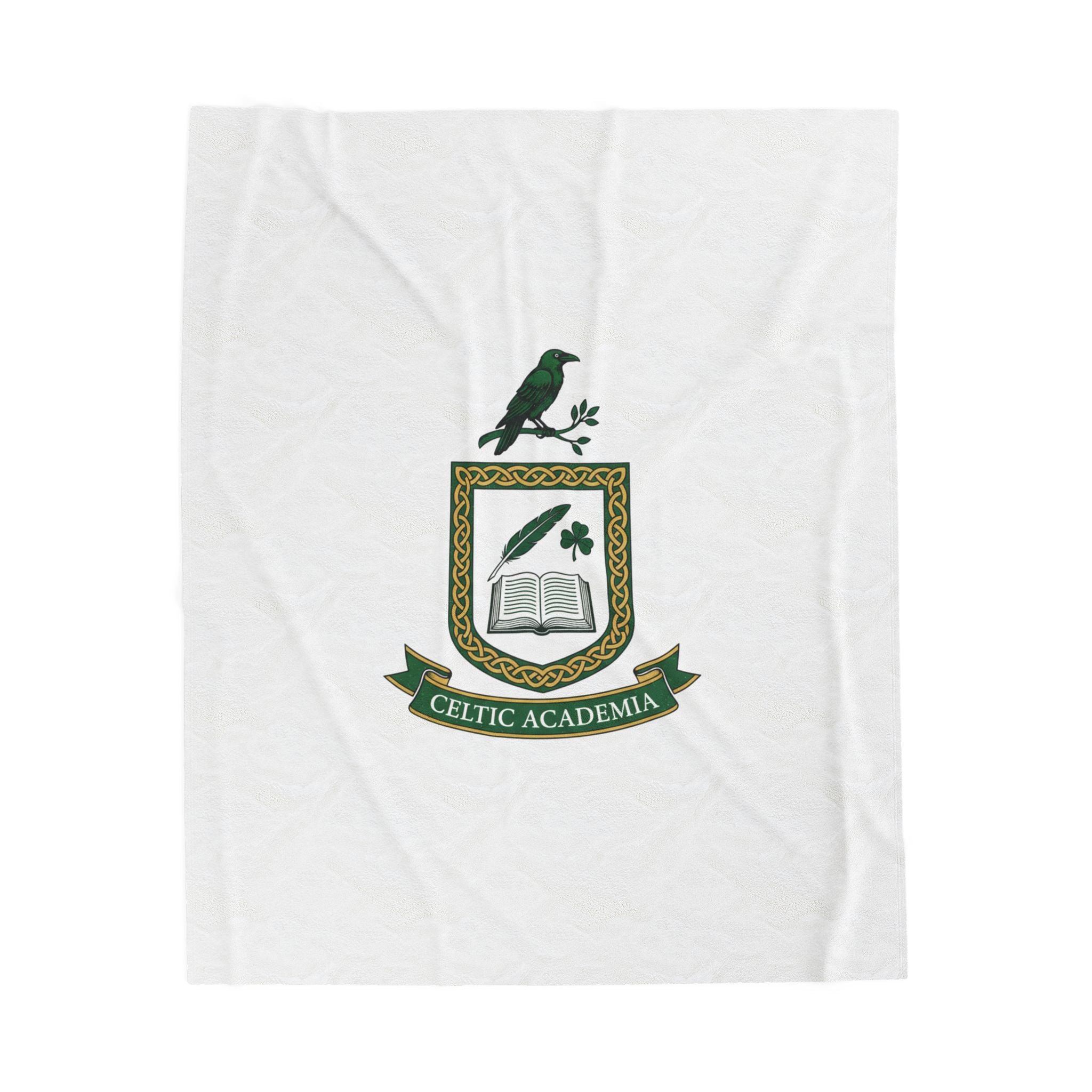Celtic Academia Crest Blanket | Irish Heritage, Emerald Dark Academia