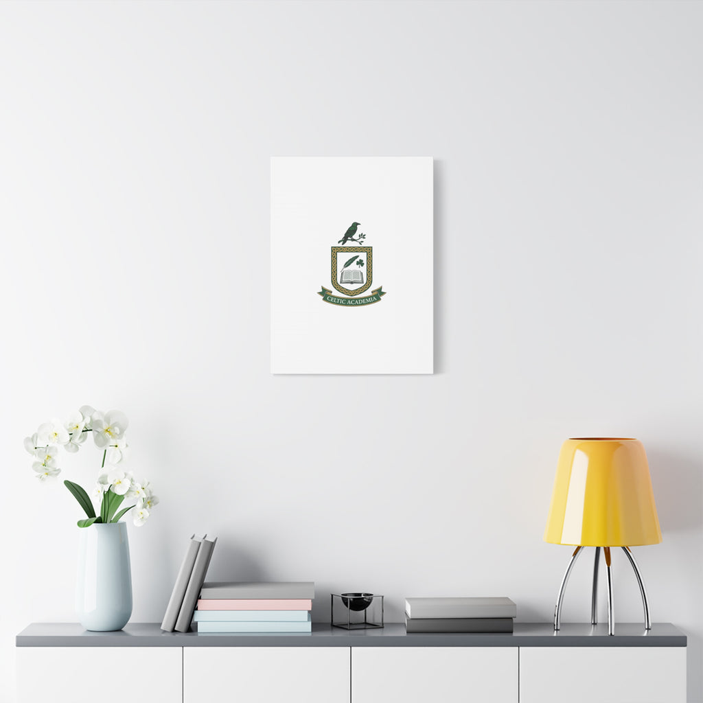 Celtic Academia Crest Canvas | Irish Heritage, Dark Emerald Gaelic Library