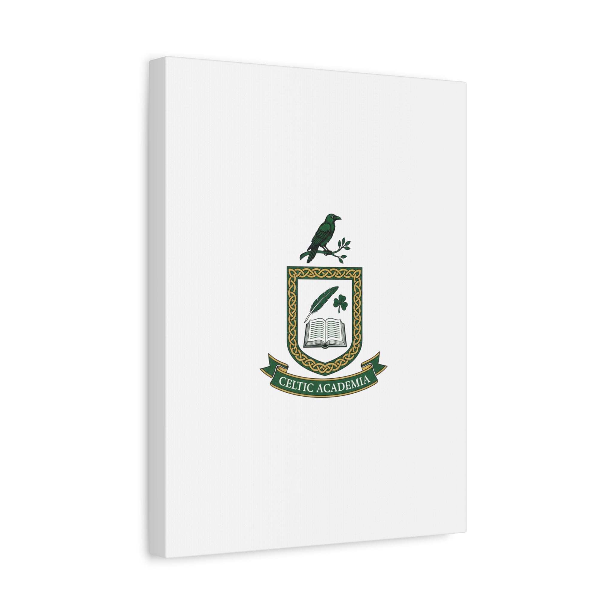 Celtic Academia Crest Canvas | Irish Heritage, Dark Emerald Gaelic Library