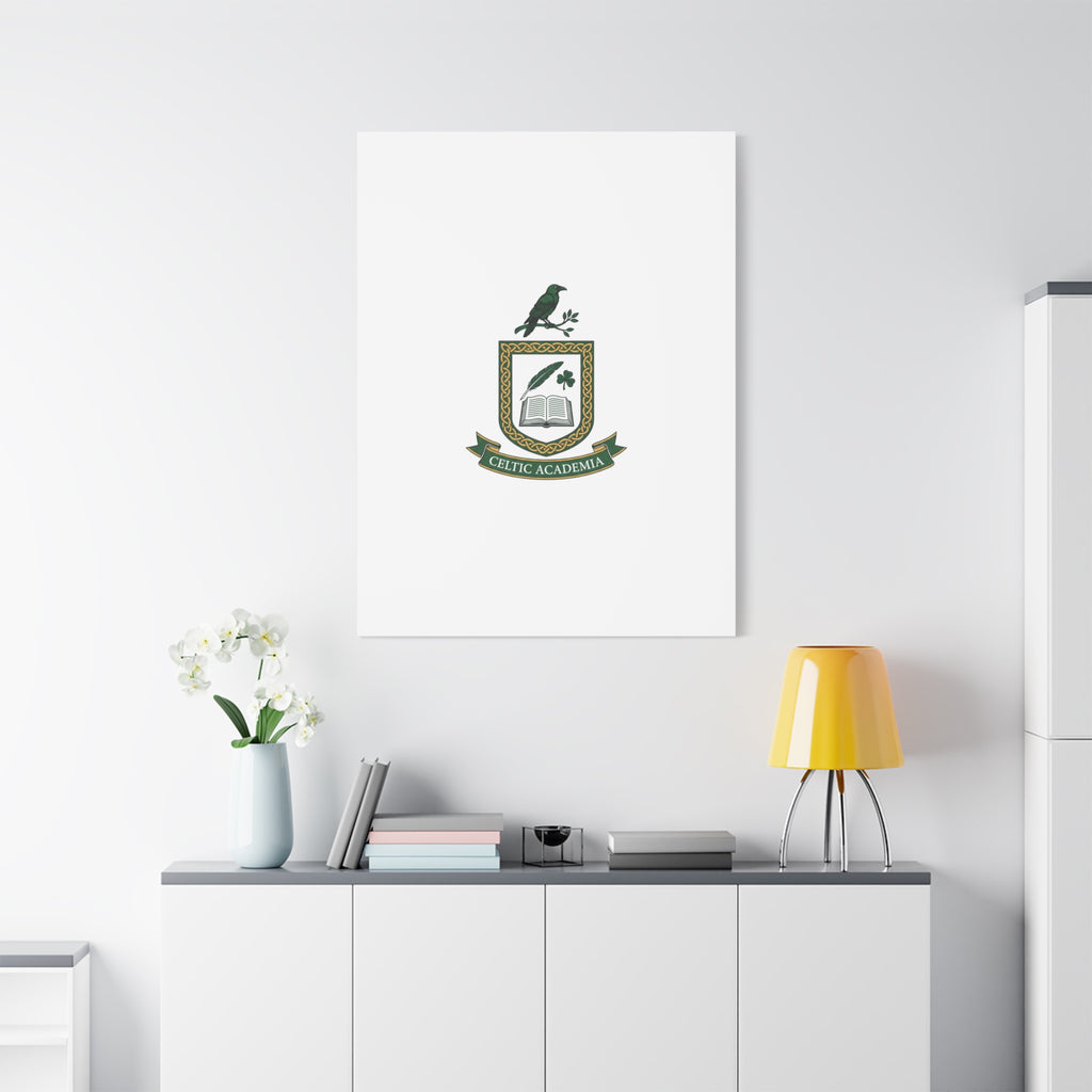 Celtic Academia Crest Canvas | Irish Heritage, Dark Emerald Gaelic Library