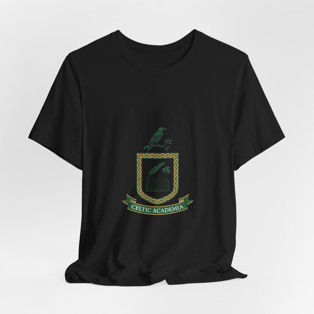 Celtic Academia Crest T-Shirt | Irish Heritage, Emerald Dark Academia