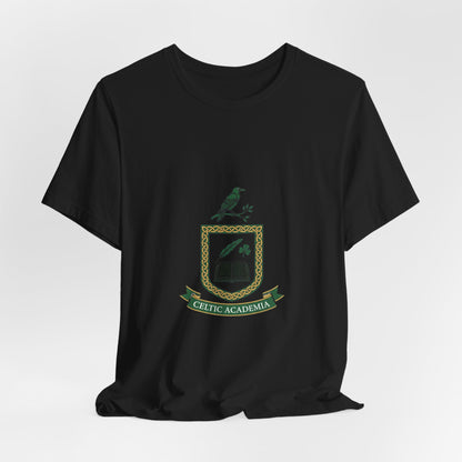 Celtic Academia Crest T-Shirt | Irish Heritage, Emerald Dark Academia