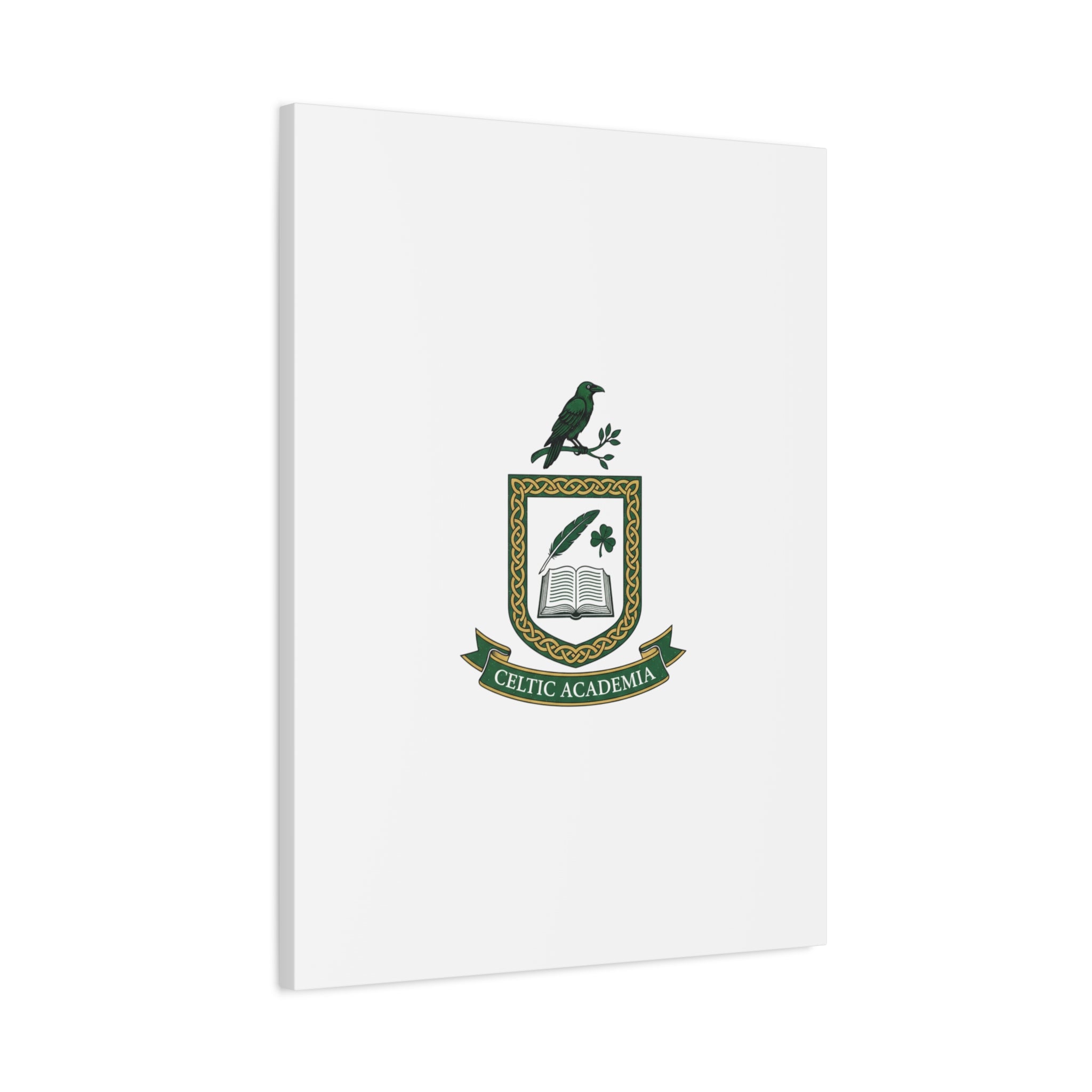 Celtic Academia Crest Canvas | Irish Heritage, Dark Emerald Gaelic Library