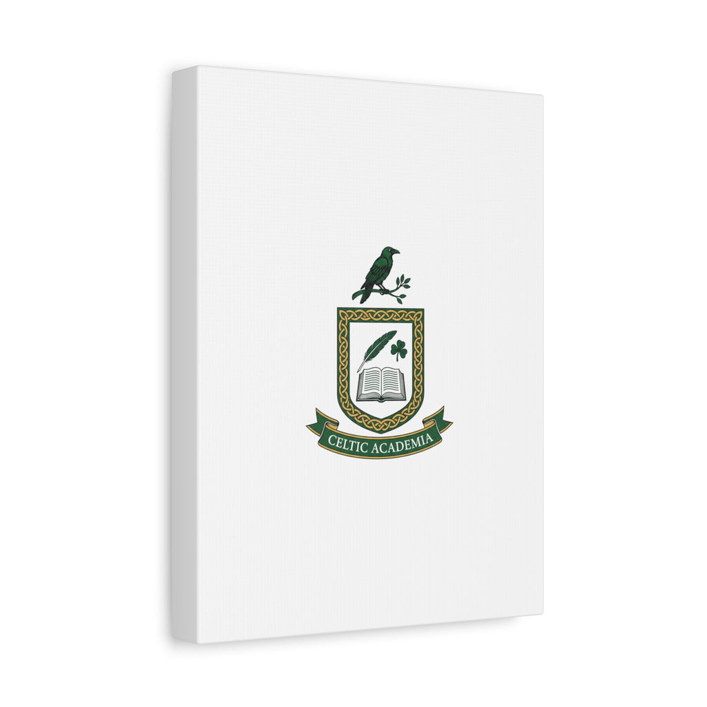 Celtic Academia Crest Canvas | Irish Heritage, Dark Emerald Gaelic Library