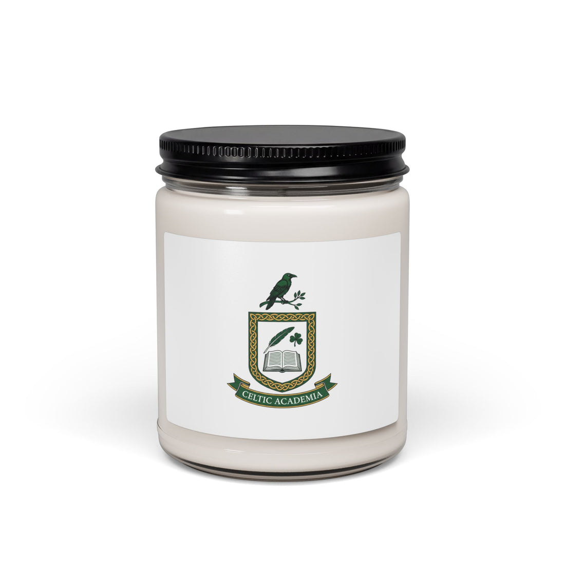 Celtic Academia Crest Candle | Soy 9oz, Irish heritage, emerald dark academia