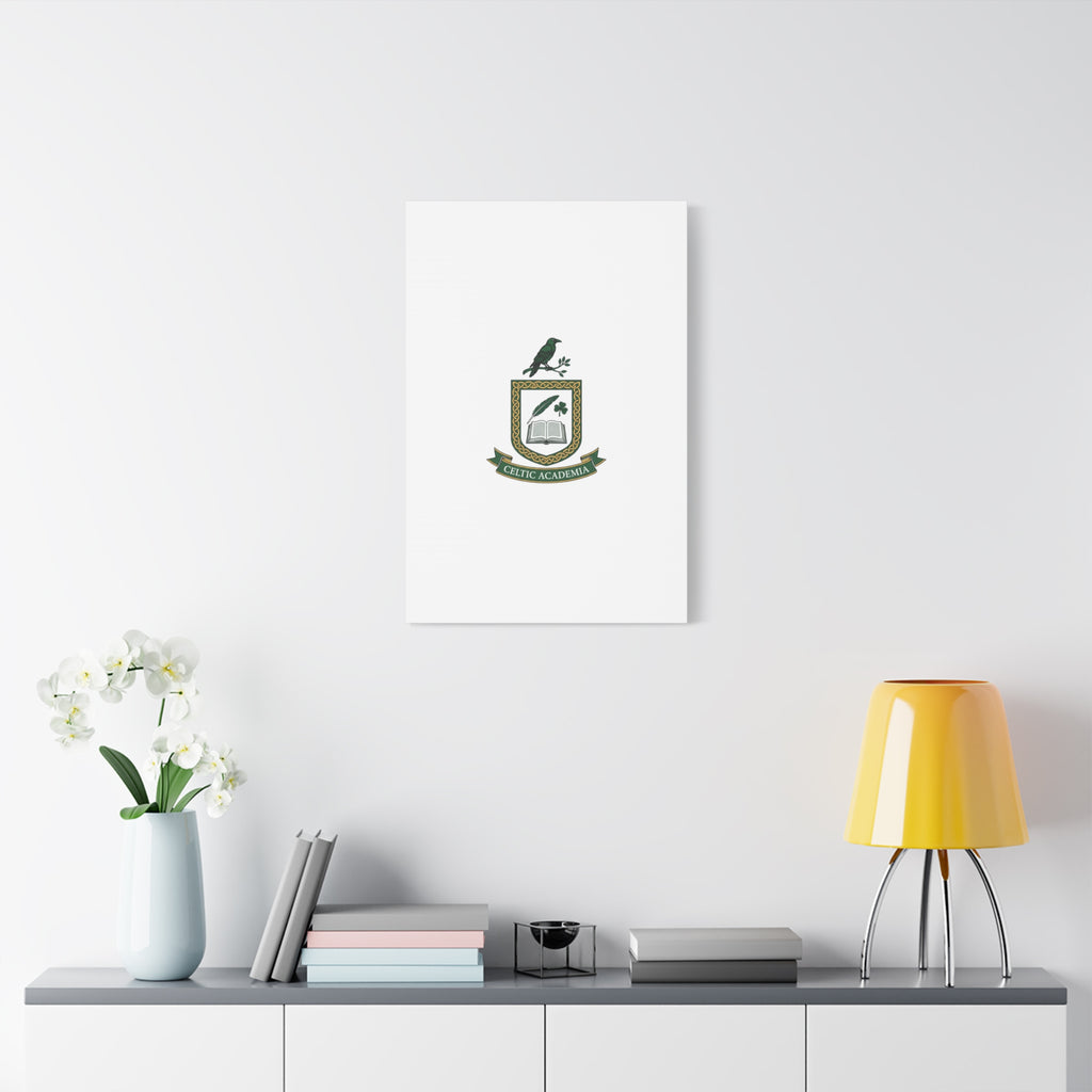 Celtic Academia Crest Canvas | Irish Heritage, Dark Emerald Gaelic Library