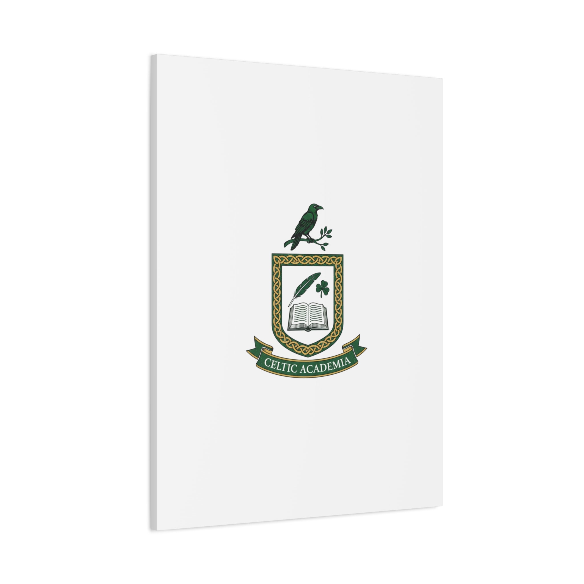 Celtic Academia Crest Canvas | Irish Heritage, Dark Emerald Gaelic Library