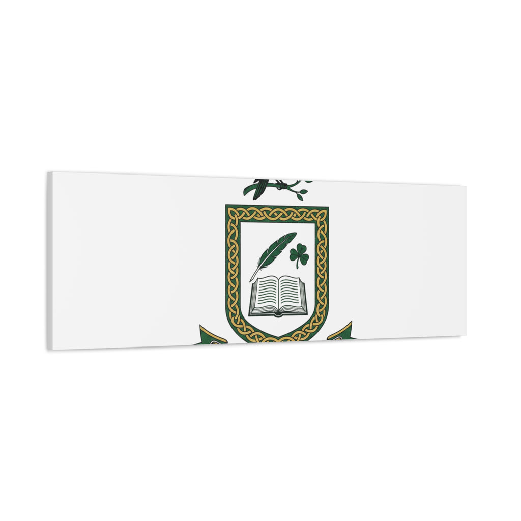 Celtic Academia Crest Canvas | Irish Heritage, Dark Emerald Gaelic Library