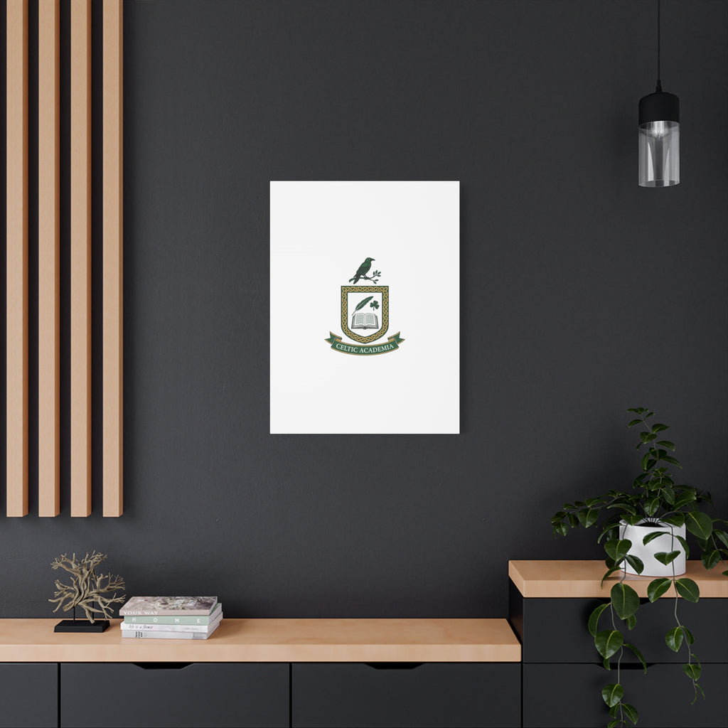 Celtic Academia Crest Canvas | Irish Heritage, Dark Emerald Gaelic Library