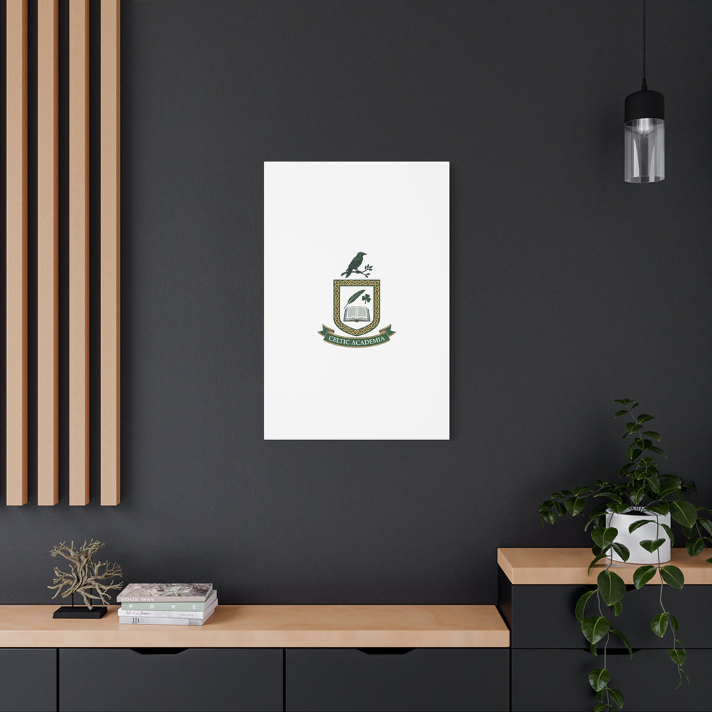 Celtic Academia Crest Canvas | Irish Heritage, Dark Emerald Gaelic Library
