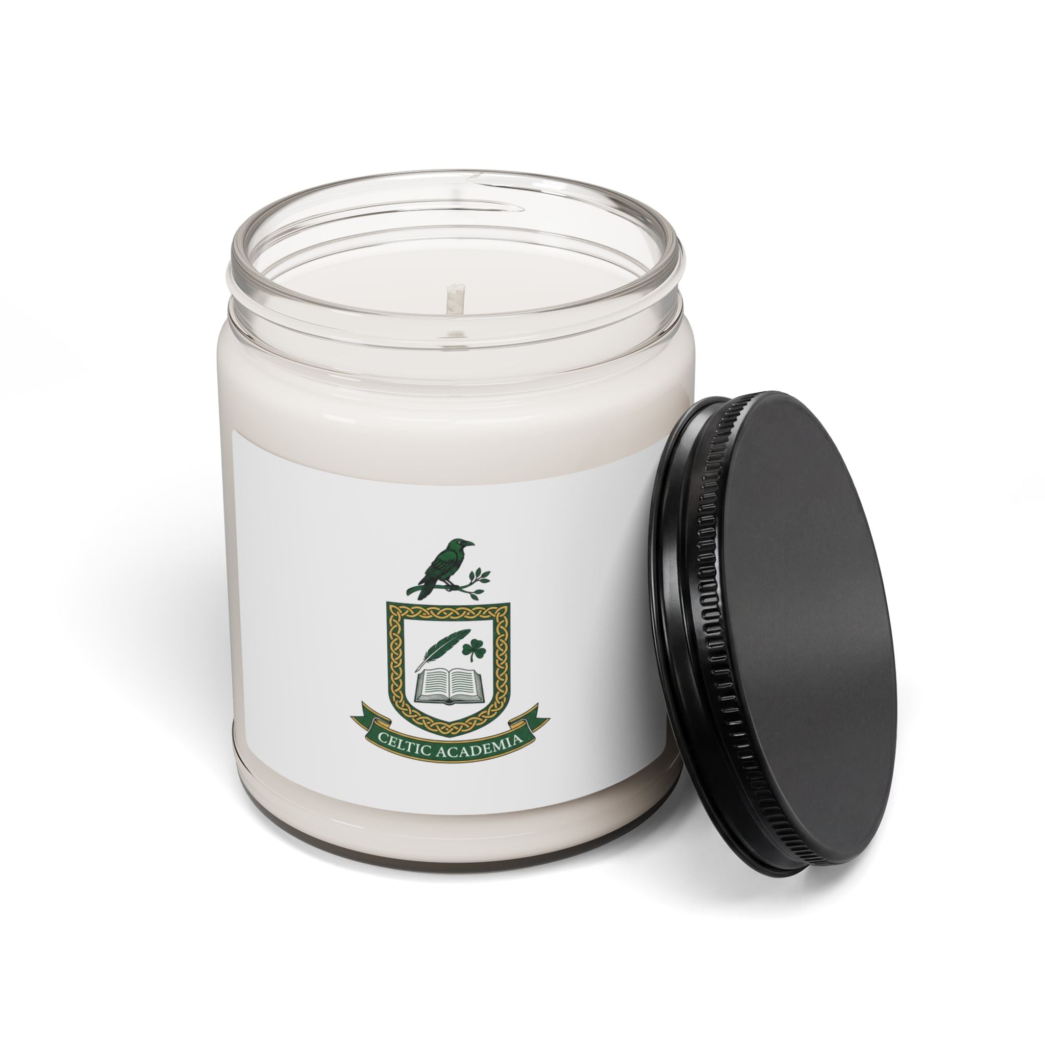 Celtic Academia Crest Candle | Soy 9oz, Irish heritage, emerald dark academia