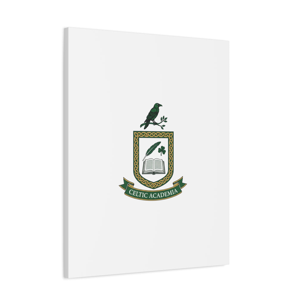 Celtic Academia Crest Canvas | Irish Heritage, Dark Emerald Gaelic Library