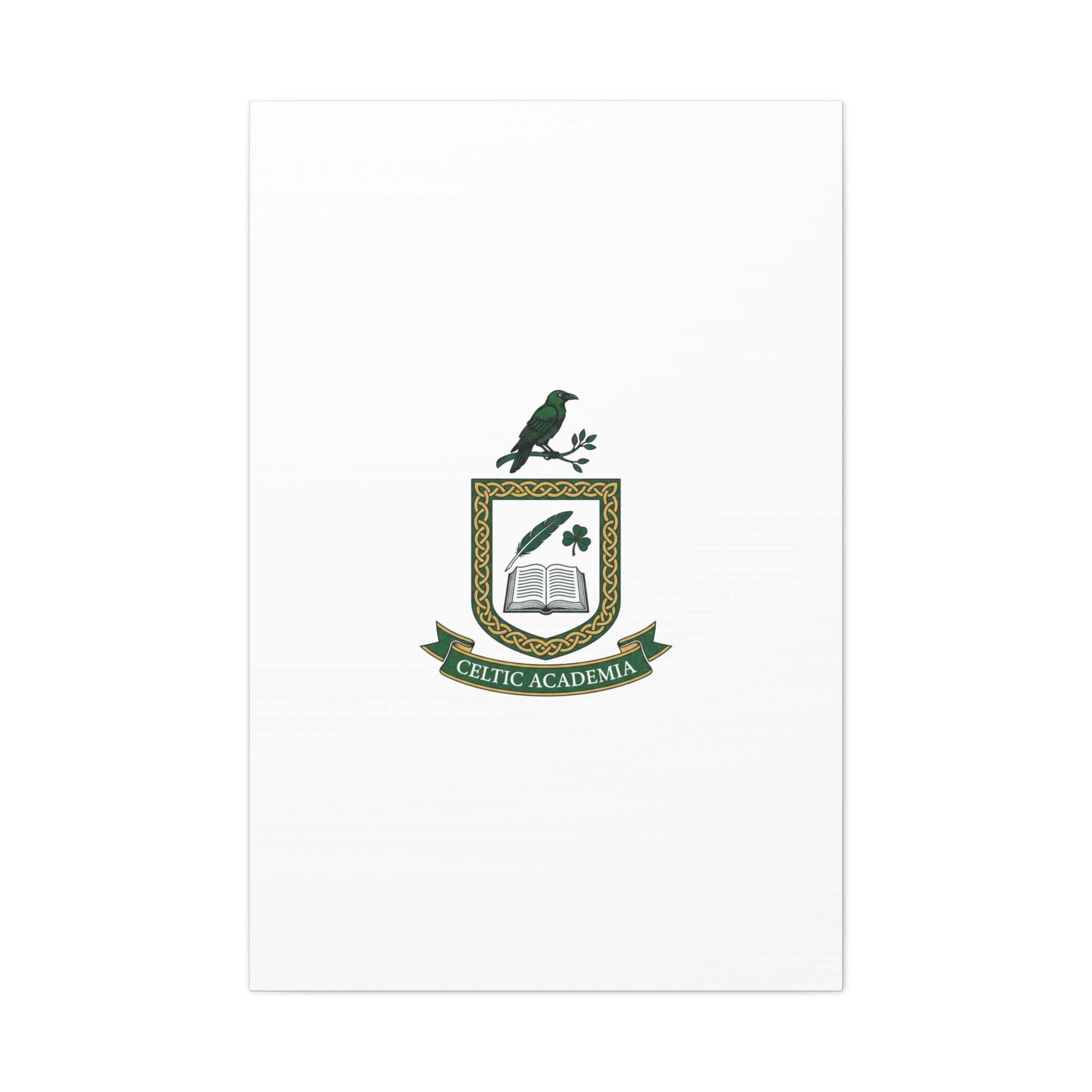 Celtic Academia Crest Canvas | Irish Heritage, Dark Emerald Gaelic Library