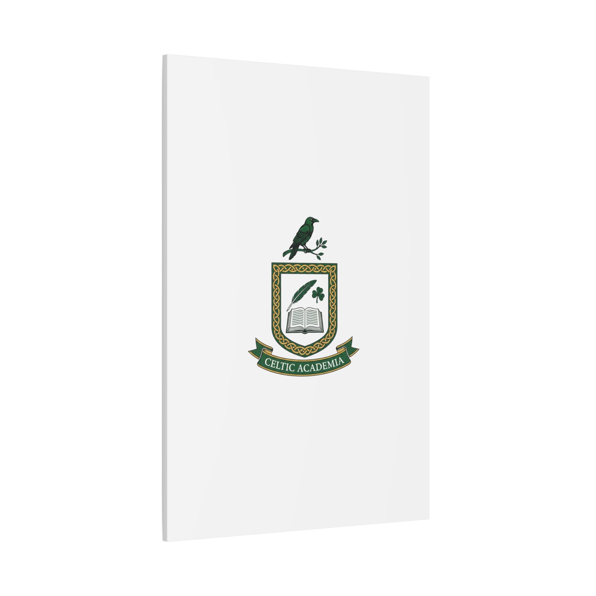 Celtic Academia Crest Canvas | Irish Heritage, Dark Emerald Gaelic Library