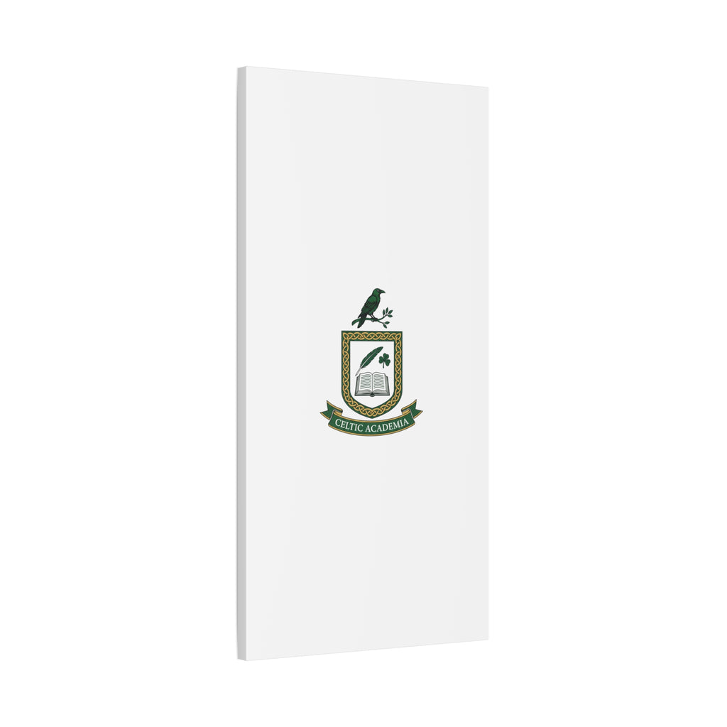 Celtic Academia Crest Canvas | Irish Heritage, Dark Emerald Gaelic Library