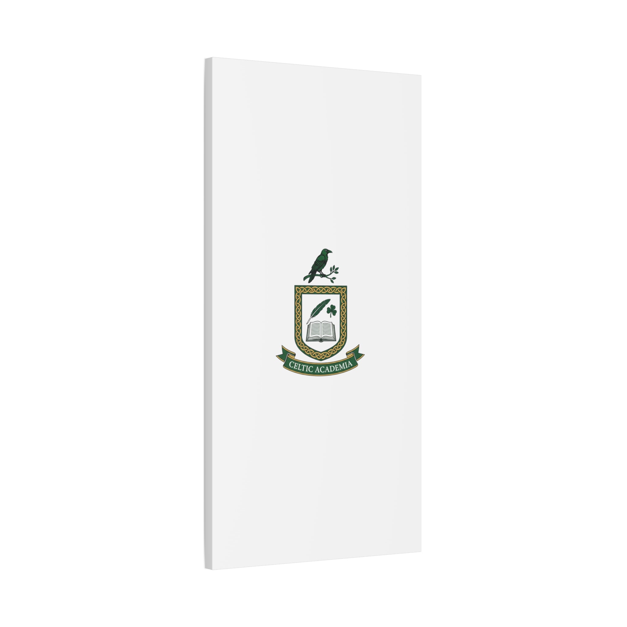 Celtic Academia Crest Canvas | Irish Heritage, Dark Emerald Gaelic Library